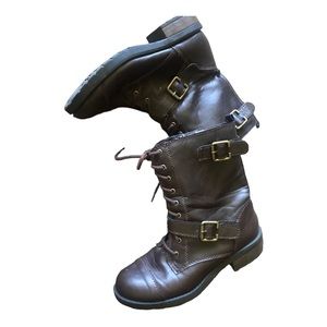 Women’s Leather  Brown Combat Boot Size 5,5